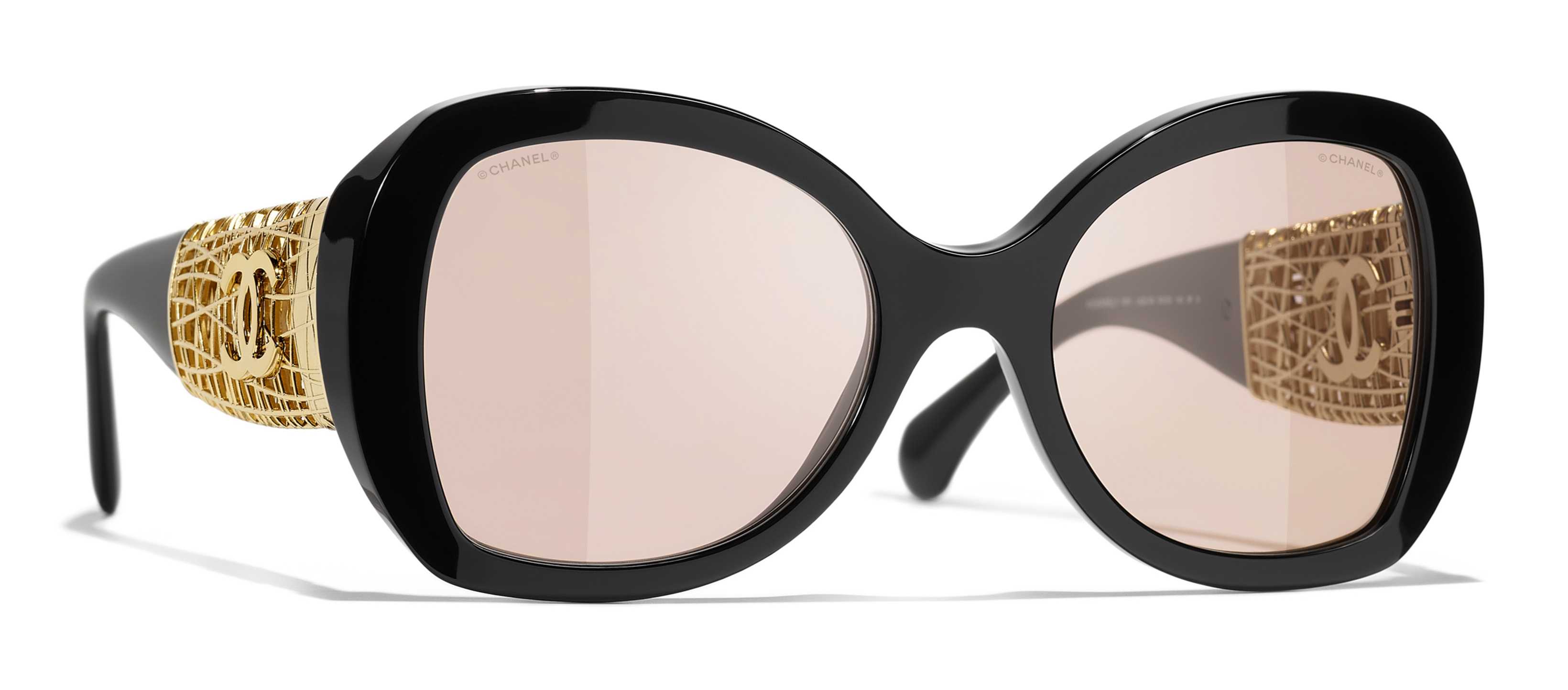 Chanel Classic Double C Logo Black Acetate Sunglasses