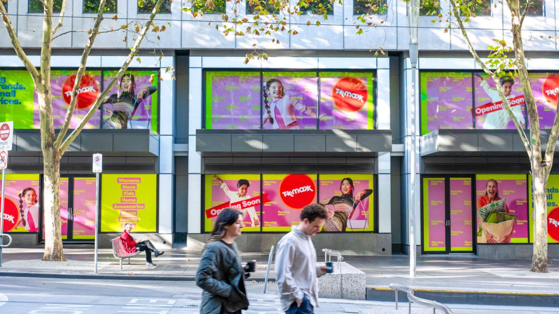 Inside a modern TK Maxx store showcasing organized fashion racks and designer shoes