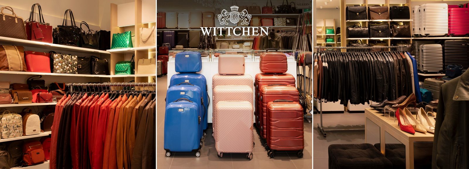 WITTCHEN luxury boutique window display showcasing leather bags, luggage and accessories