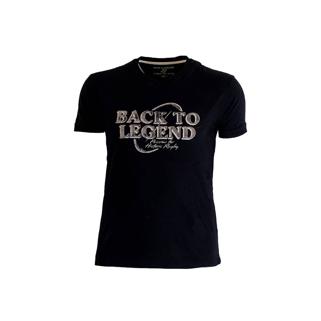 Black Blacks Legend Back to Legend T-shirt with historic rugby chest print
