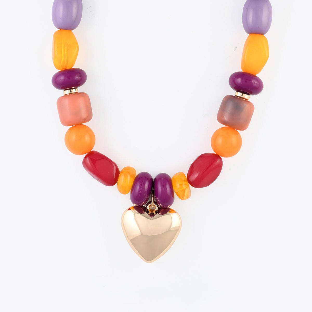 Balaboosté multicolour bead necklace with heart pendant