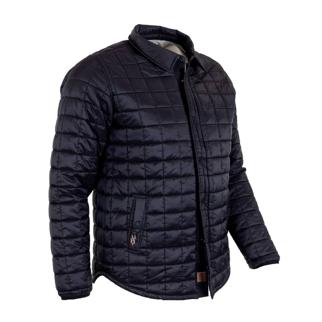 Blacks Legend lightweight black quilted jacket with leather badge detail