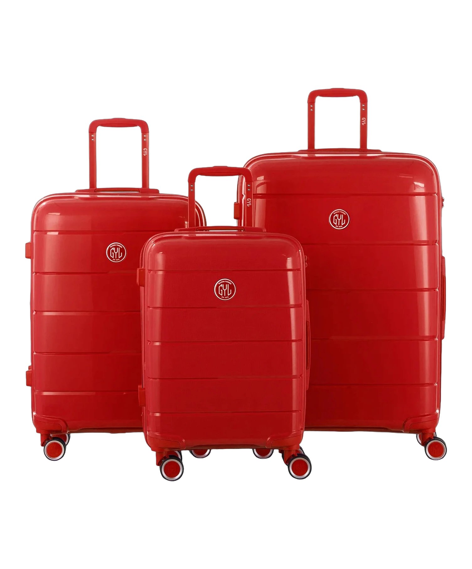 Red three-piece GYL Citadine hard-shell luggage set