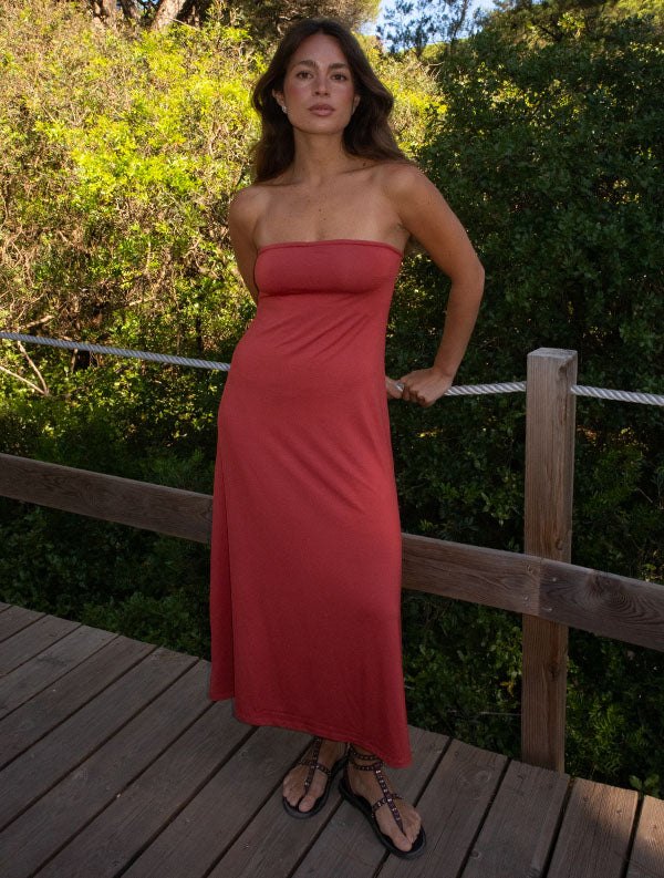 Mina Storm Nobradress Raquel pink blush dress with integrated bra