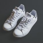 pair of white low-top sneakers