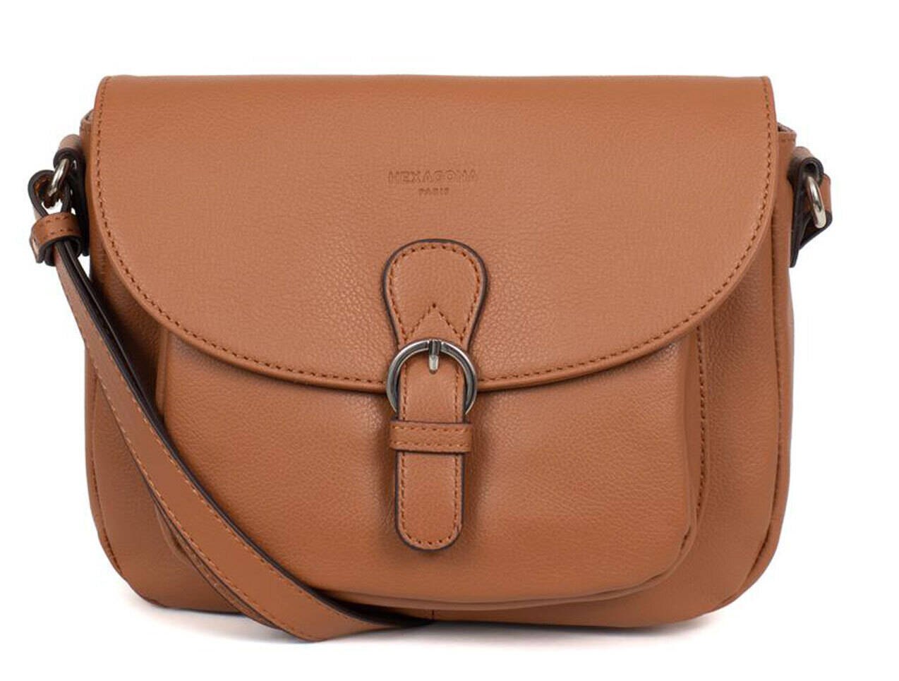 Tan Hexagona leather handbag offered by Cuirs Guignard