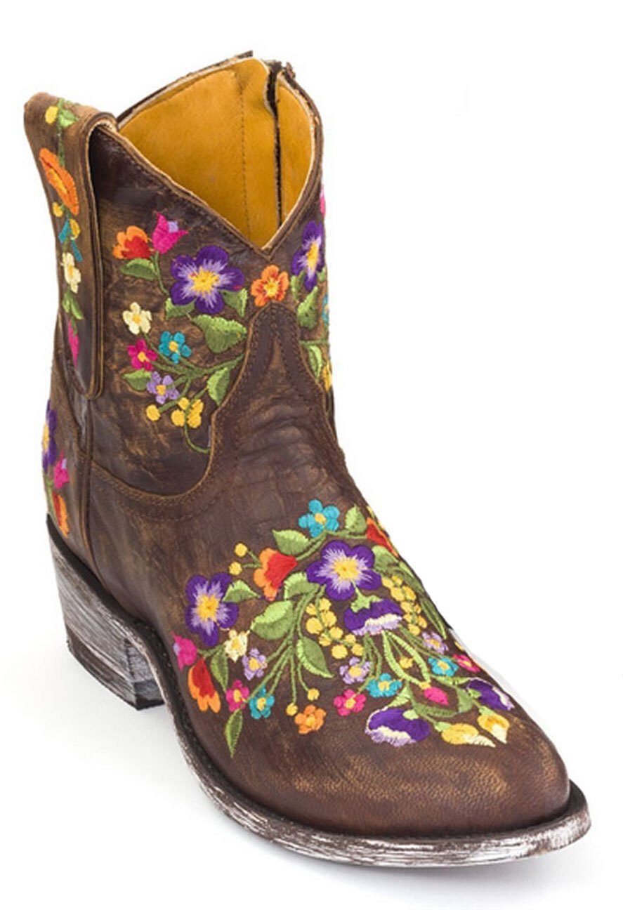 Brown embroidered Mexicana Western boots at Cuirs Guignard